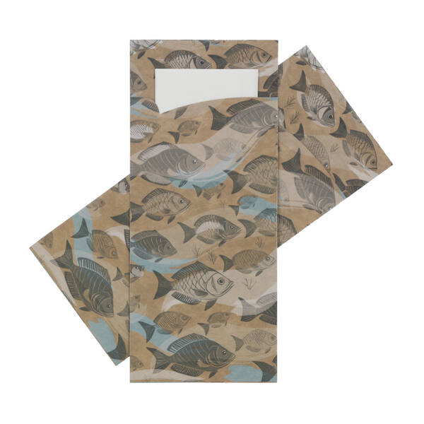 Bestekpochettes met wit servet 'Neutraal vis' 215x92 mm FSC
