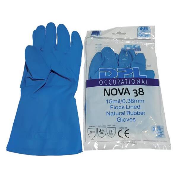 Huishoudhandschoenen Nova 38 ongepoederd latex blauw maat 7 (M) (3823)