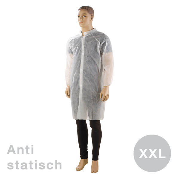 Bezoekersjas anti-statisch klittenband XXL wit