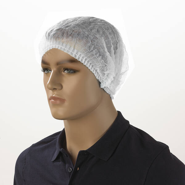 Haarnet wokkels PP non-woven enkel elastiek wit 58 cm
