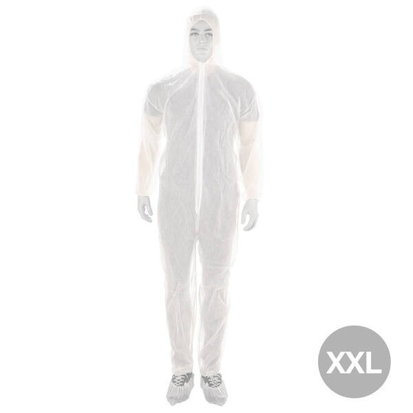 Coverall PP non-woven met ritssluiting wit maat XXL