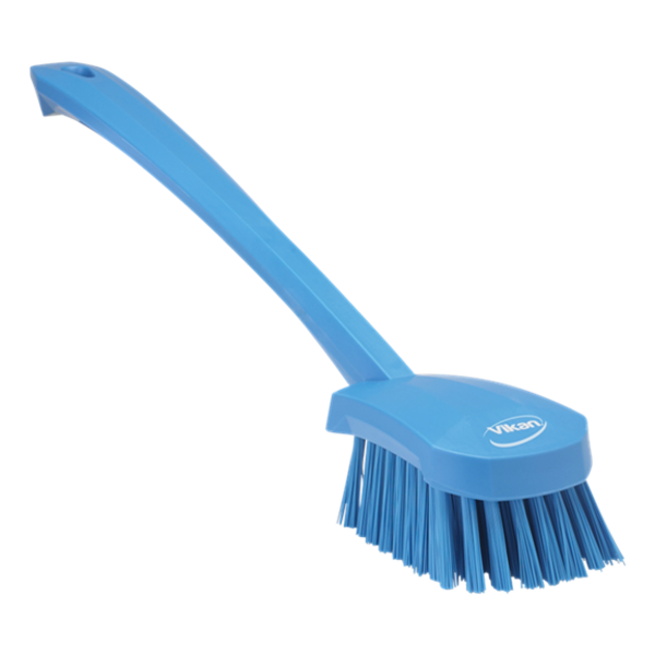 Vikan afwasborstel lange steel harde vezels blauw 415x75x71 mm (41863)
