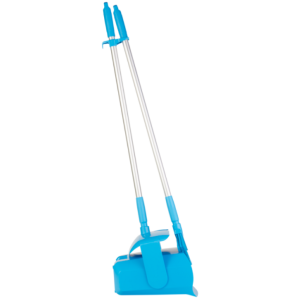 Vikan combinatieset blik/veger met lange steel 840 mm afsluitbaar blauw 250 mm (56653)