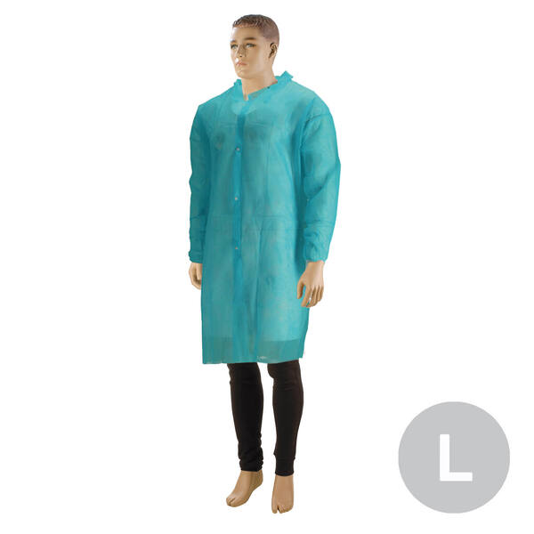 Bezoekersjas PP non-woven drukknop groen maat L (828713)
