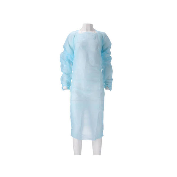 Schort CPE met mouw 120 x 98 cm 30 mµ blauw