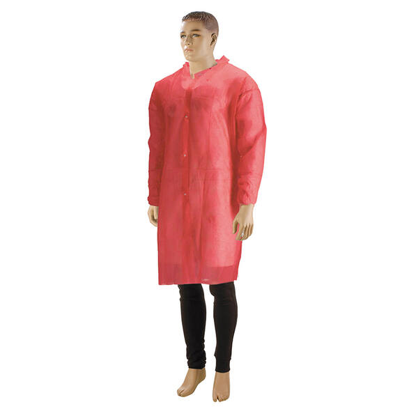 Bezoekersjas PP non-woven drukknop rood maat XXL (818288)