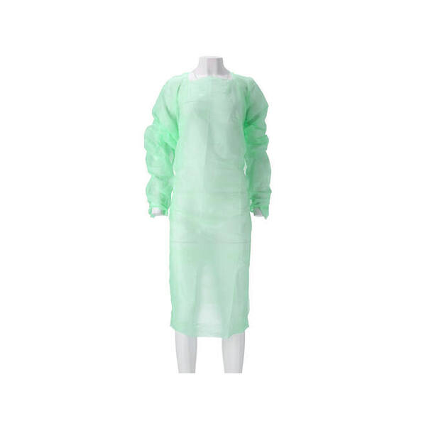 Schort CPE met lange mouw 30mµ groen 118x190 cm