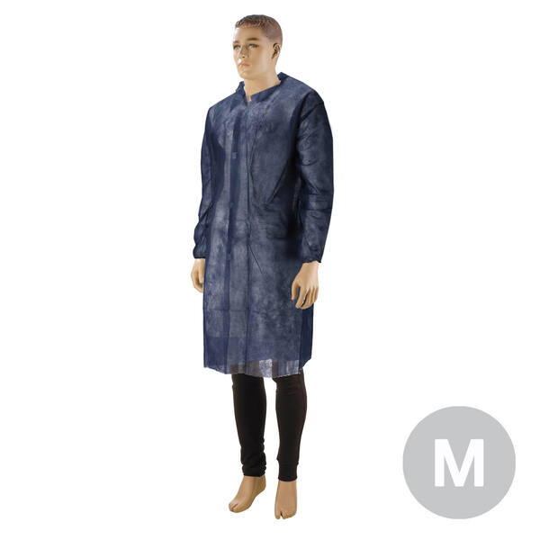 Bezoekersjas PP non-woven klittenband blauw maat M