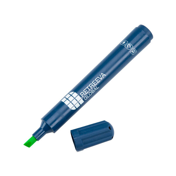 Retreeva highlighter detecteerbaar behuizing blauw inkt groen (RG-HLM-GN)