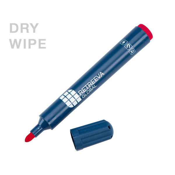 Retreeva dry wipe marker detecteerbaar behuizing blauw inkt rood (RG-WBM-RD)