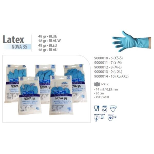 Huishoudhandschoenen Foodgrip ongepoederd latex blauw