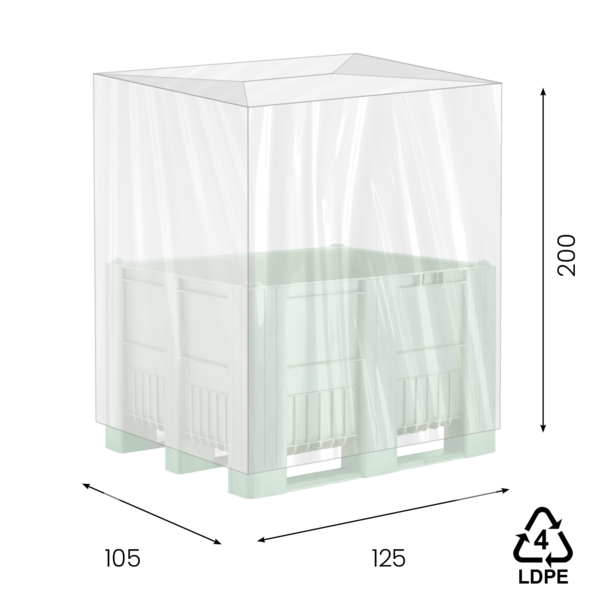 LDPE hoezen 125/+52,5+52,5 x 200cm 60my transparant op koker