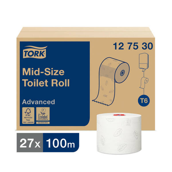 Tork mid-size toiletpapier advanced 2-laags wit compact (127530)