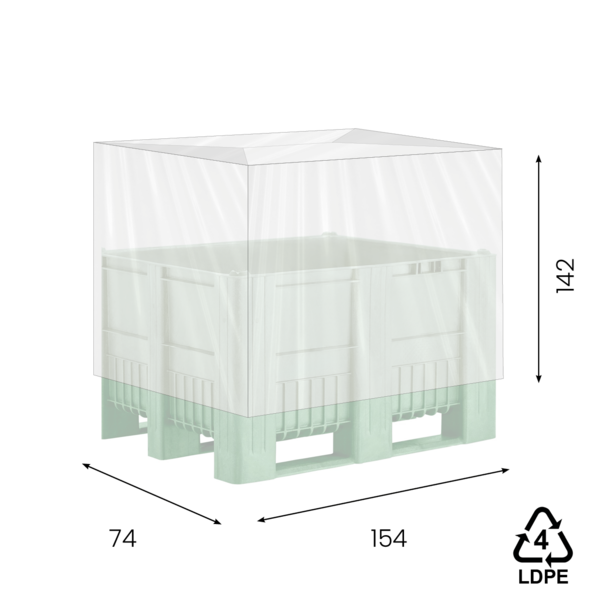 LDPE hoezen 154/37+37 x 142cm 40mµ transparant op koker