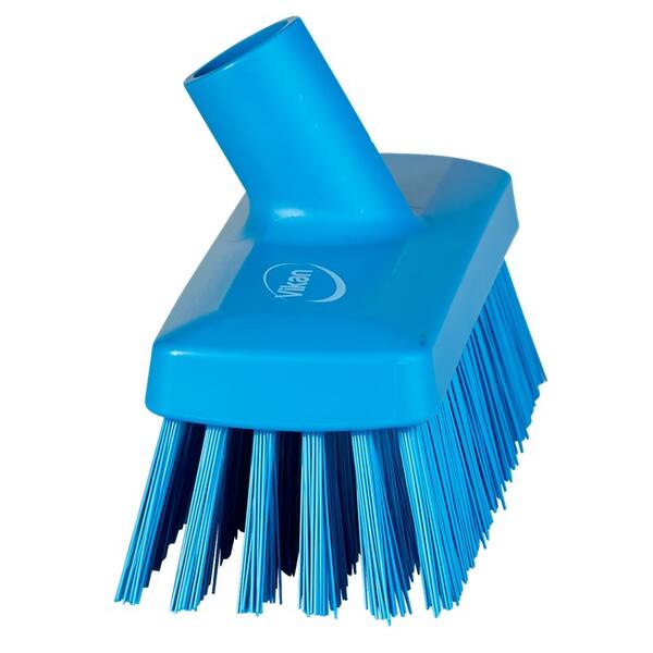 Vikan compacte vloerschrober/wandschrobber harde vezels blauw 255x75x115 mm (70423)