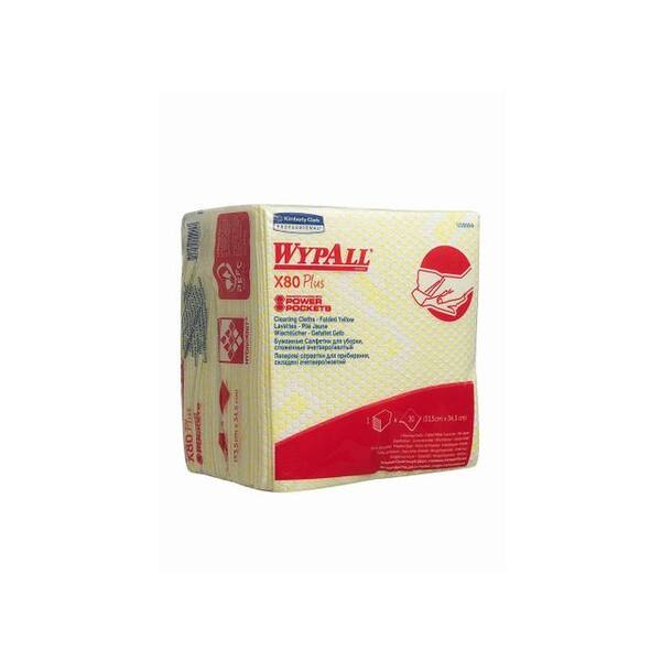 Sopdoek WypAll® X80 Plus Hydroknit® ¼-vouw 1-laags geel 34,5x33,5cm (19164)