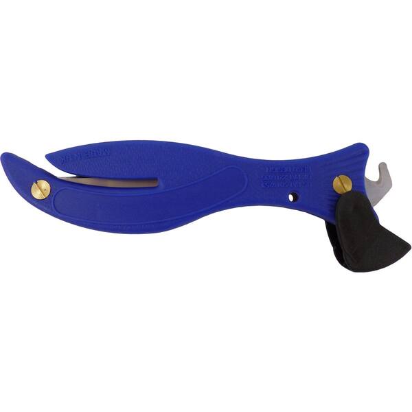 Fish 200M veiligheidsmes detecteerbaar blauw met haakmes