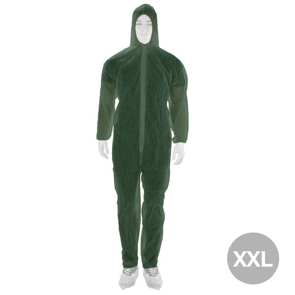 Coverall PP non-woven met velcro sluiting groen maat XXL