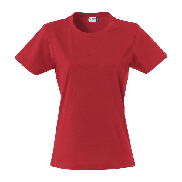 T-Shirt Clique Basic Ladies inclusief bedrukking rood maat S