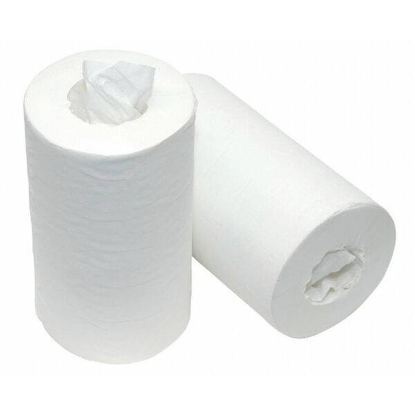 Poetsrollen mini 1-laags wit cellulose zonder kern 20cm x 120m