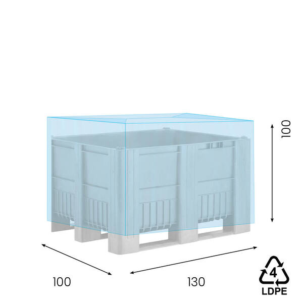 LDPE hoezen 130/50 x 100cm 70my blauw 2% op koker