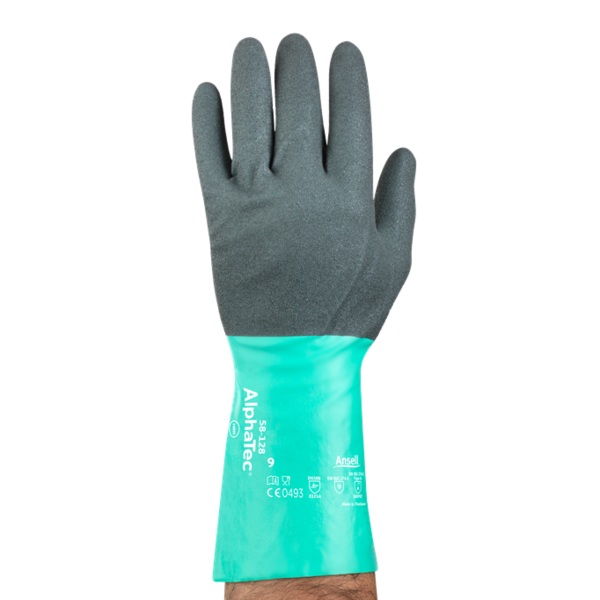 Handschoenen Ansell Alpha Tec 58-128 antraciet/groen
