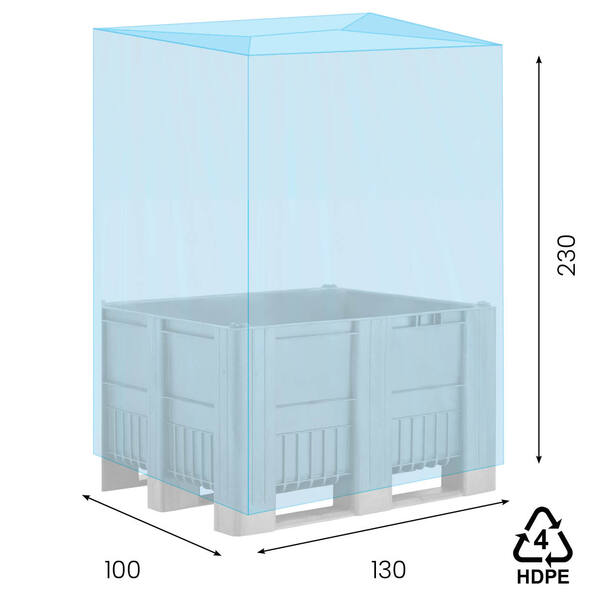 HDPE hoezen 130/50x230 cm 20my blauw 2% op koker