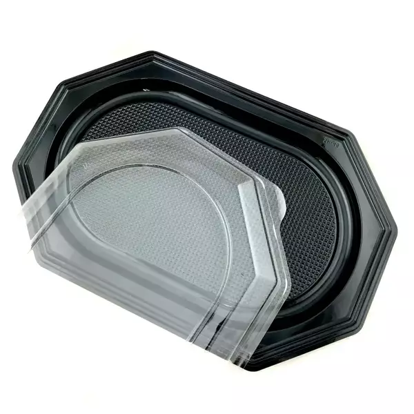 Cateringschaal deksel helder 335x250x44 mm 8 hoekig
