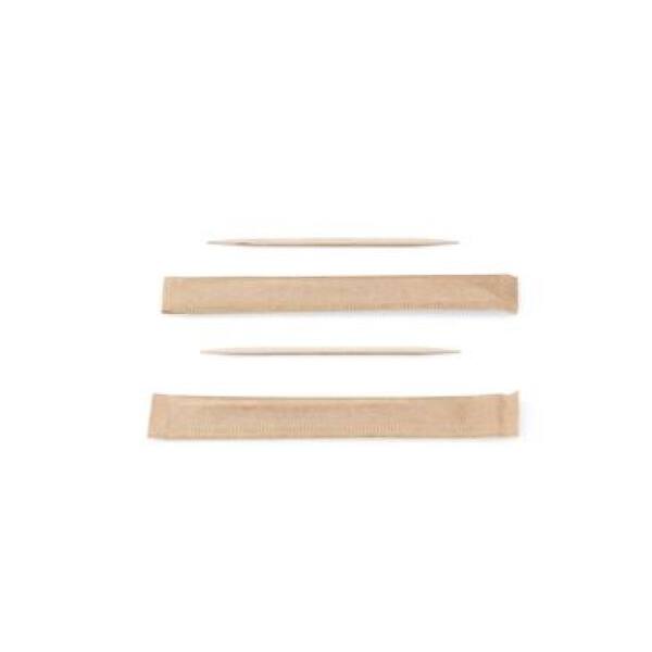 Tandenstokers hout 2-punts individueel verpakt FSC 12 x 1.000 stuks