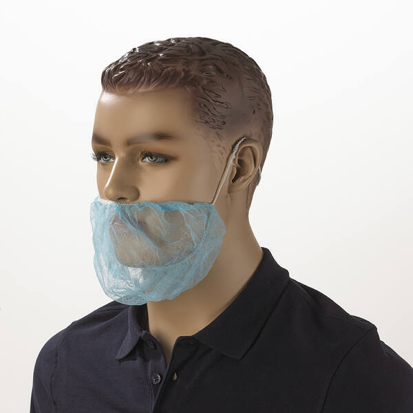 Baardmasker PP non-woven blauw detecteerbaar one-size enkel elastiek