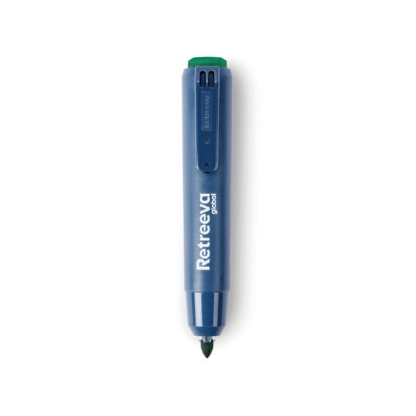 Retreeva permanent marker detecteerbaar behuizing blauw inklikbaar inkt groen(RG-PRM-GN)