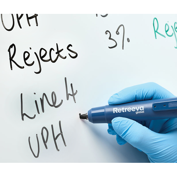 Retreeva dry wipe marker detecteerbaar behuizing blauw inklikbaar inkt zwart (RG-WRM-BK)