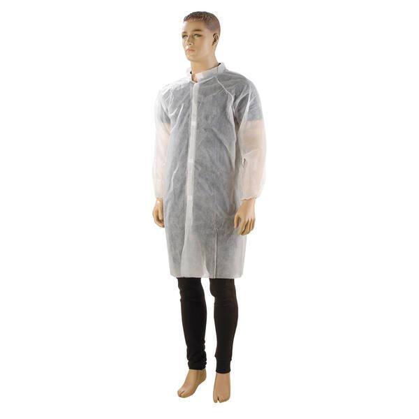 Bezoekersjas PP non-woven klittenband wit (diverse maten)