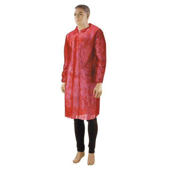 Bezoekersjas PP non woven klittenband rood (diverse maten)