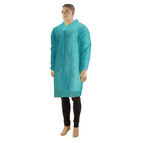 Bezoekersjas PP non-woven drukknopen groen (diverse maten)