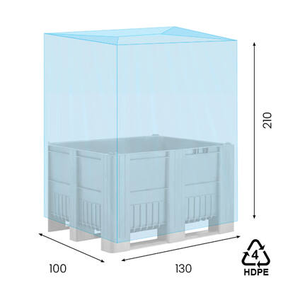 HDPE hoezen 130/50 x 210cm 20my blauw 2% op koker