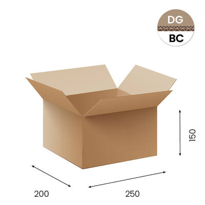 Amerikaanse vouwdozen FEFCO 0201 250x200x150mm BC-golf bruin FSC