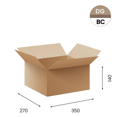 Amerikaanse vouwdozen FEFCO 0201 400x300x330mm BC-golf bruin FSC