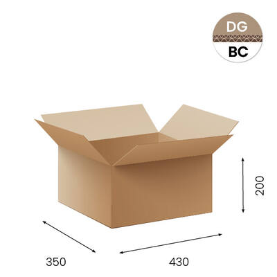 Amerikaanse vouwdozen FEFCO 0201 430x350x200mm BC-golf bruin FSC