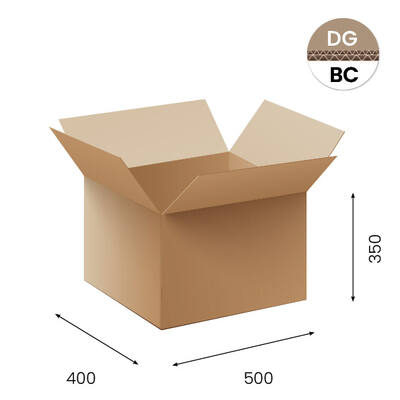 Amerikaanse vouwdozen FEFCO 0201 500x400x350mm BC-golf bruin FSC