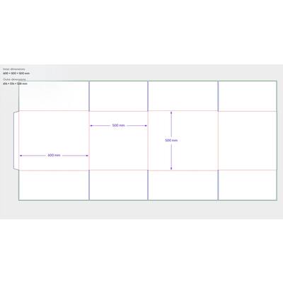 Amerikaanse vouwdozen FEFCO 0201 600x500x500mm BC-golf bruin FSC