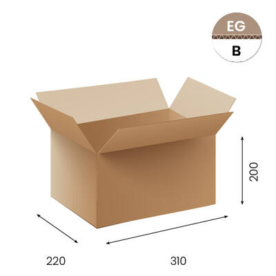 Amerikaanse vouwdozen FEFCO 0201 310x220x200mm B-golf bruin FSC