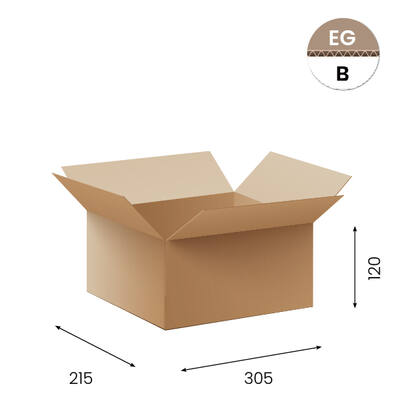 Amerikaanse vouwdozen FEFCO 0201 305x215x120mm B-golf bruin FSC