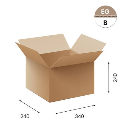 Amerikaanse vouwdozen FEFCO 0201 340x240x240mm B-golf bruin FSC