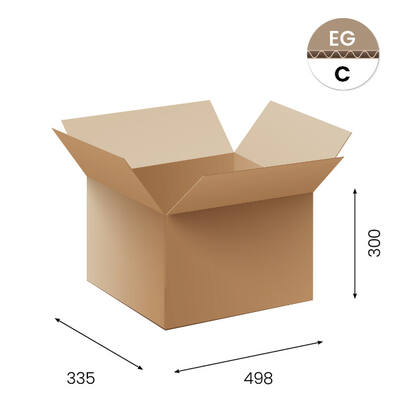 Amerikaanse vouwdozen FEFCO 0201 498x335x300mm C-golf bruin FSC