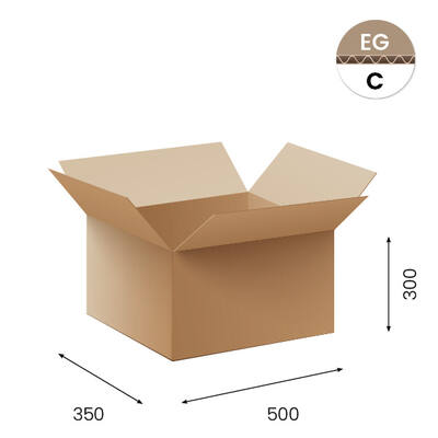 Amerikaanse vouwdozen FEFCO 0201 500x350x300 mm C-golf bruin FSC