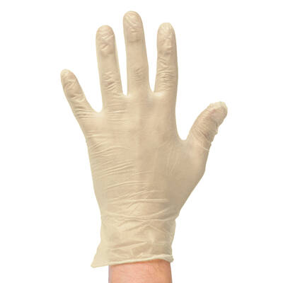 Onderzoekshandschoenen ongepoederd vinyl creme maat L