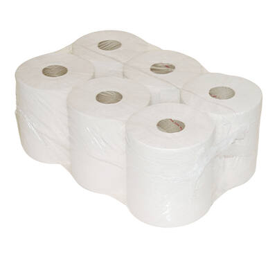 Poetsrollen midi wit 19,3x270m 1 laags 6 rollen met koker