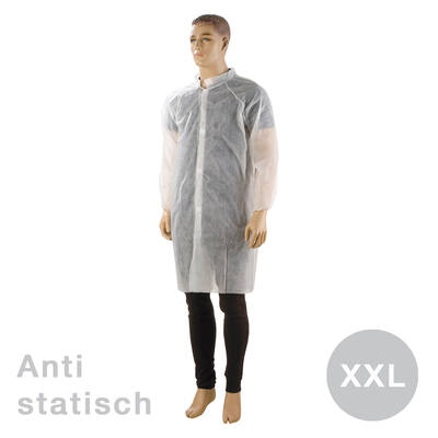 Bezoekersjas anti-statisch klittenband XXL wit