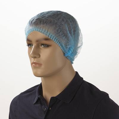 Haarnet wokkels PP non-woven enkel elastiek blauw 58 cm